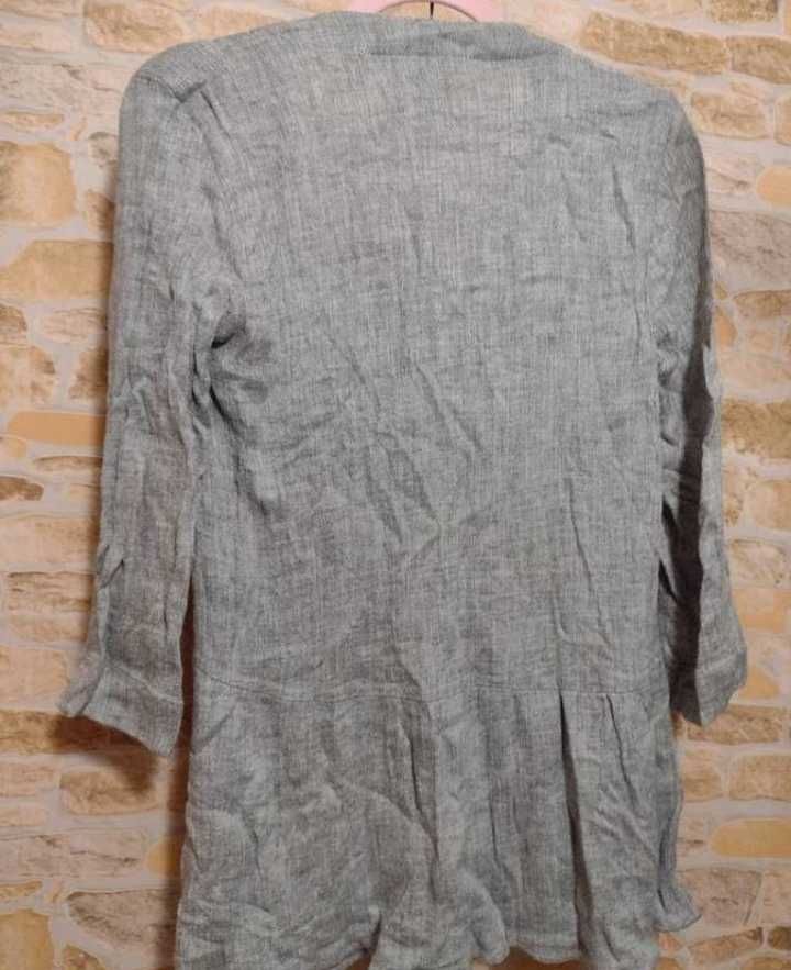 (36/S) ZARA/ Szara bluzka dzianinowa, tunika oversize z Madrytu