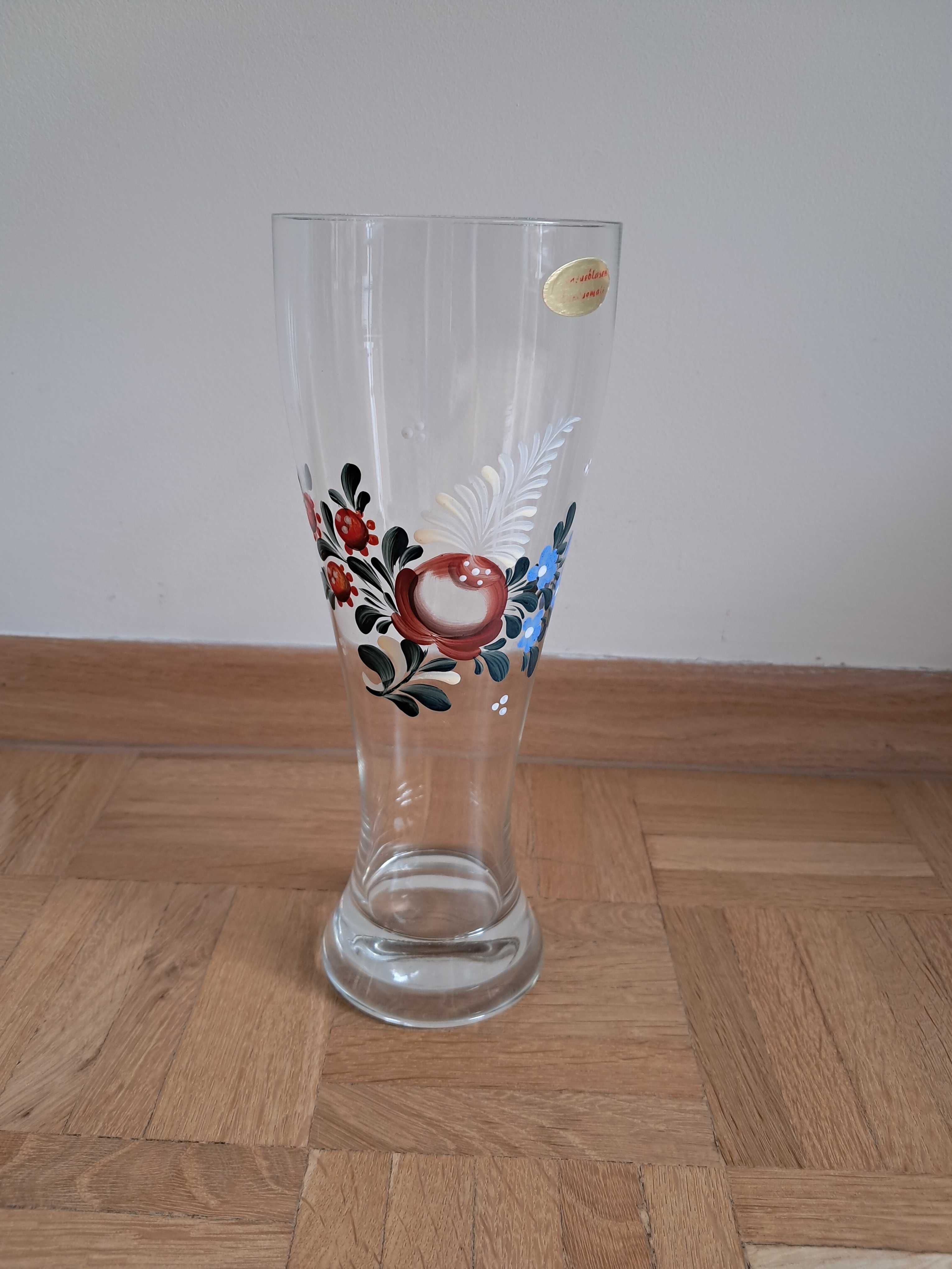 Szklanka pokal szklany ręcznie malowany 0,7l 23cm