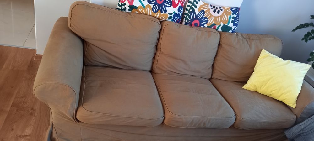 Pokrowiec Sofa ektorp IKEA trzyosobowa kolor oliwka