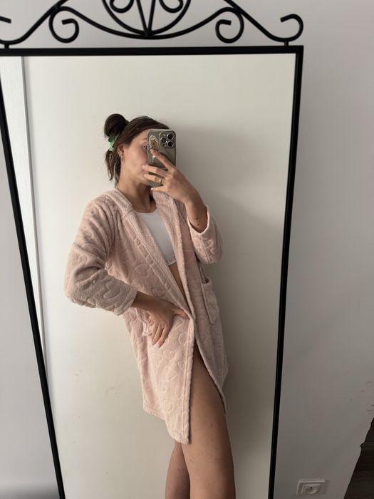 Szlafrok pudrowy róż serca primark