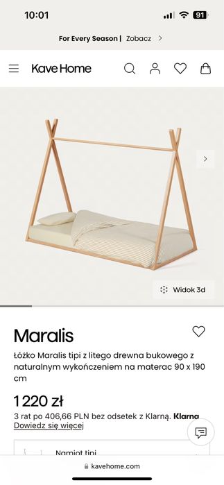 Łóżko dziecięce Tipi Kave Home Maralis