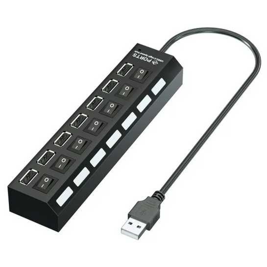 USB розгалуджувач USB 2.0 1 на 7 з вимикачами