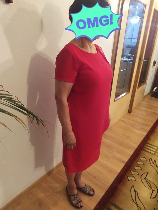 Sukienka damska wizytowa wesele 42 xl malinowa