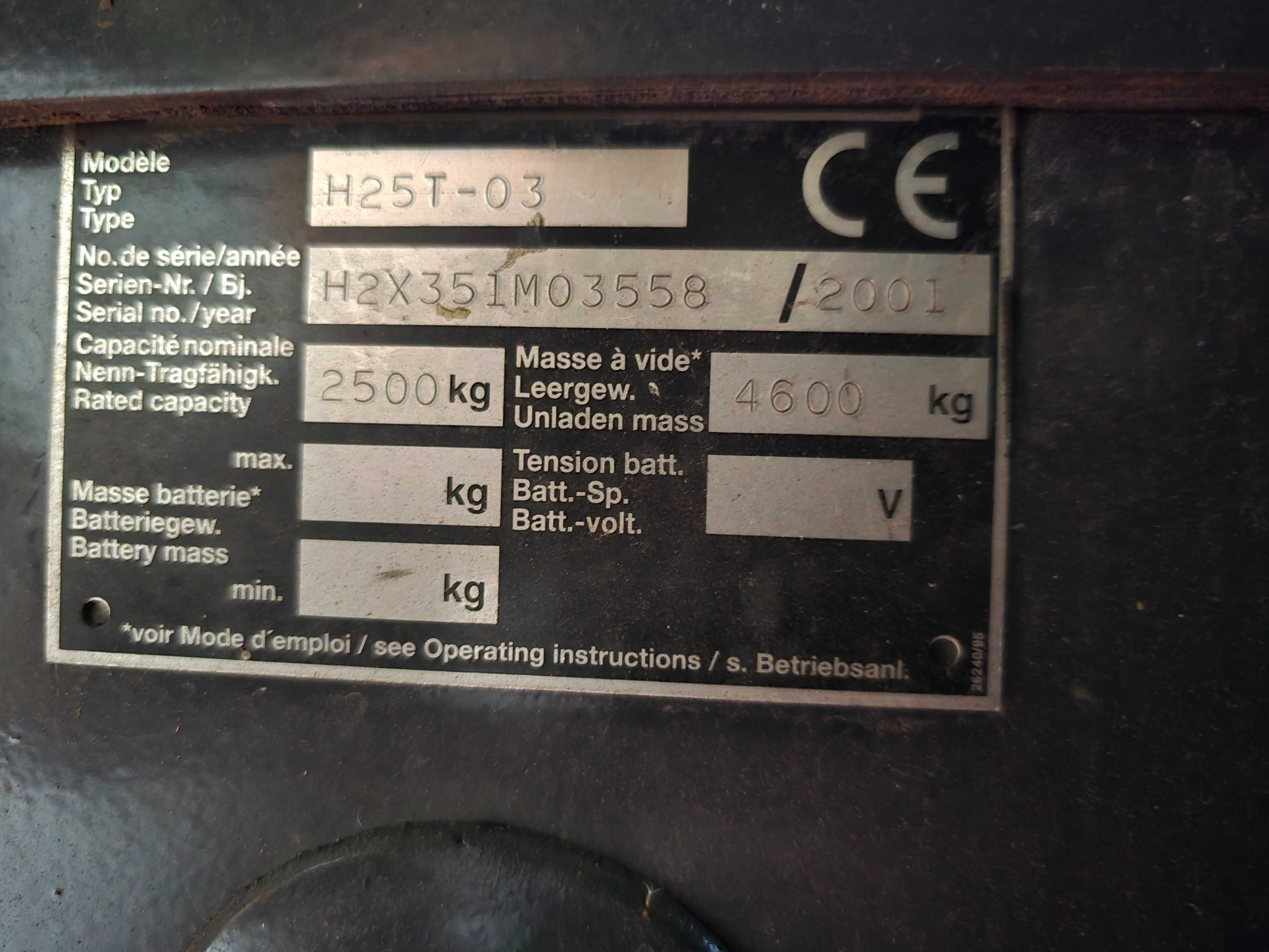 Wózek widłowy LINDE H25T-03, przesuw boczny