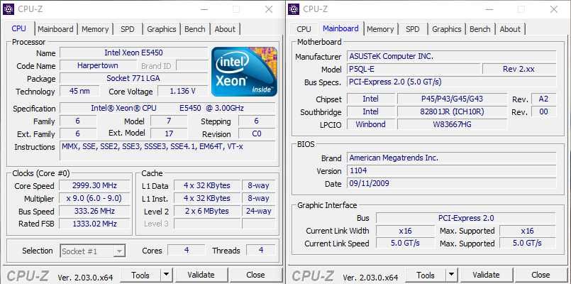 Комплект 4 ядра Intel Xeon® E 5450 /Asus P5QL-E (DDR2 )