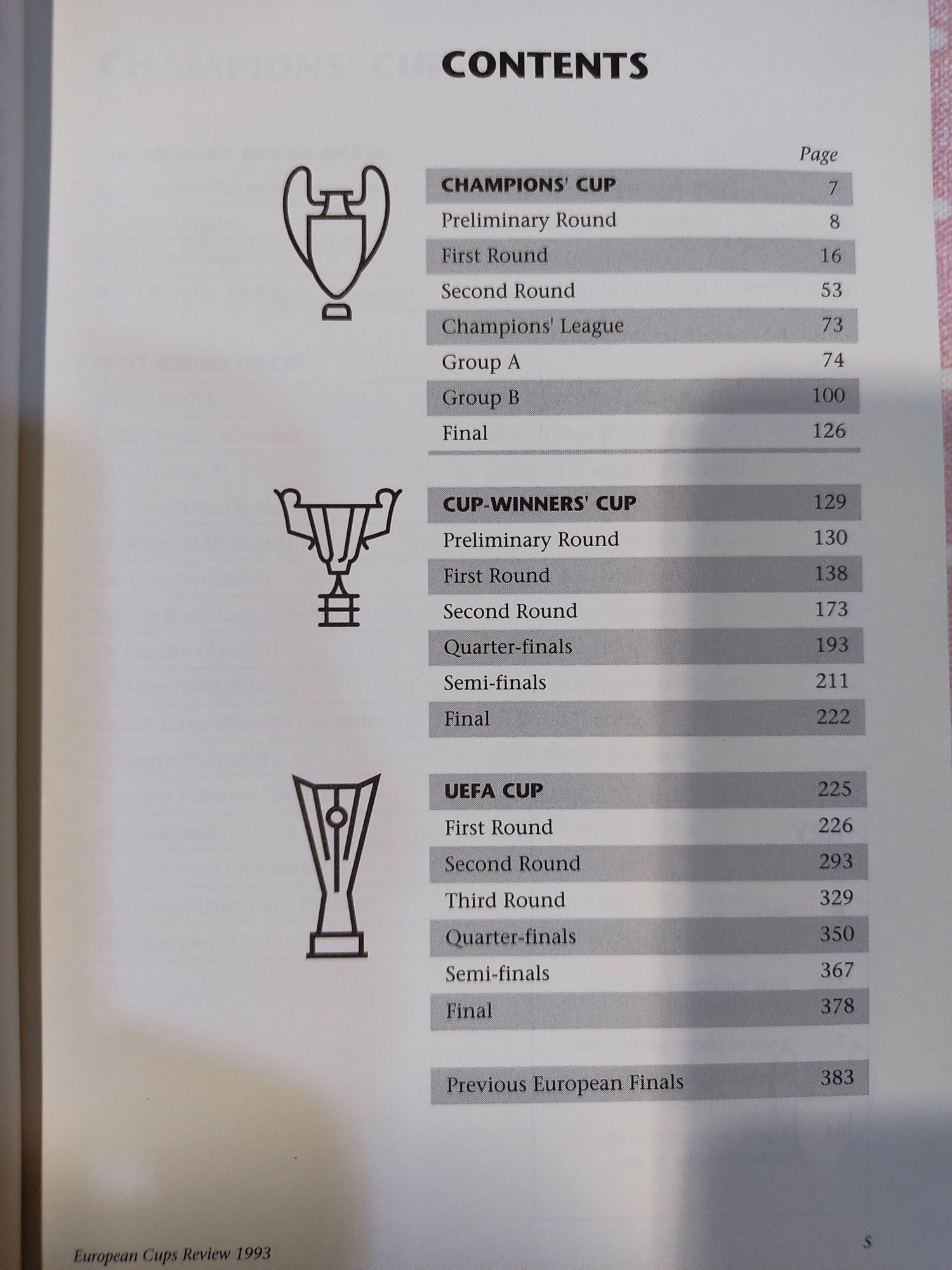 Livro European cups review 1993