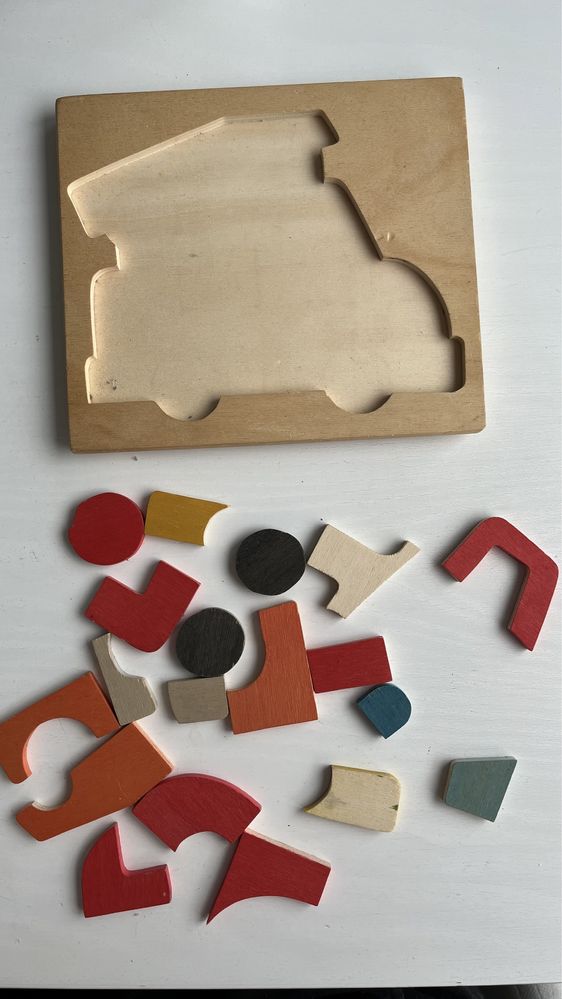 Drewniane puzzle montessori straż pożarna wóz strażacki