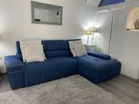 Sofá Azul Com Chaise Long