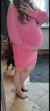 Cukierkowa różowa ciążowa sukienka, River Island, rozmiar XL (42)