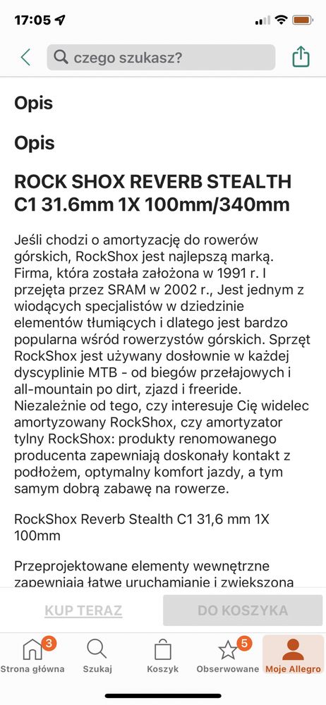 Sztyca Rockshox nowa sprzedam Tanio!