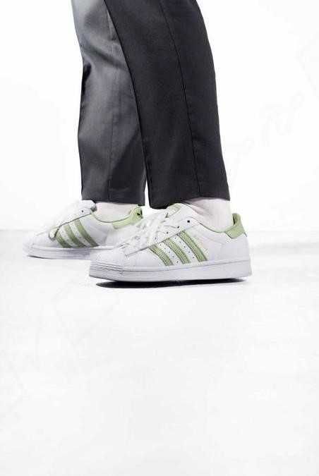 Женская обувь Adidas Superstar White Green 36-40 адидас Наложка