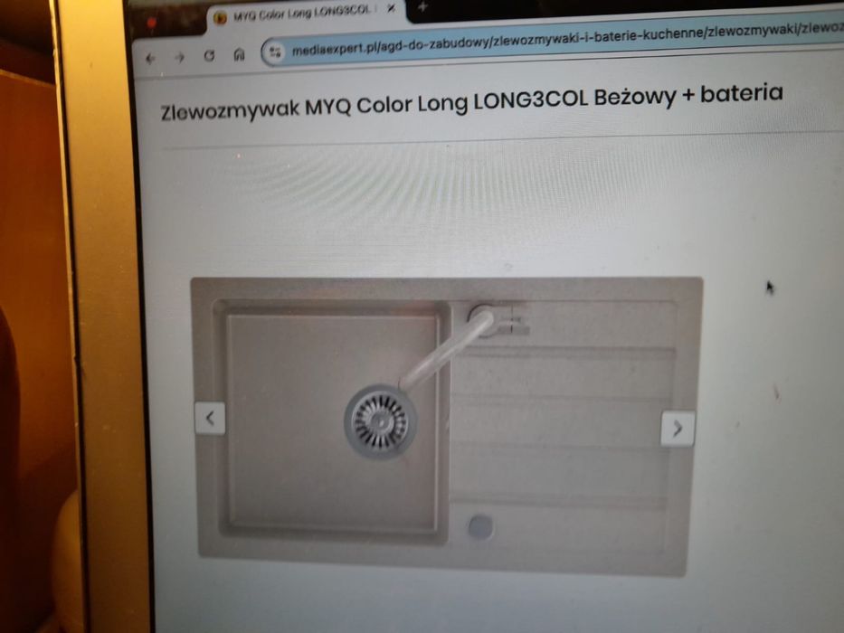 Zlewozmywak granitowy MYQ Color Long LONG3COL Beżowy + bateria