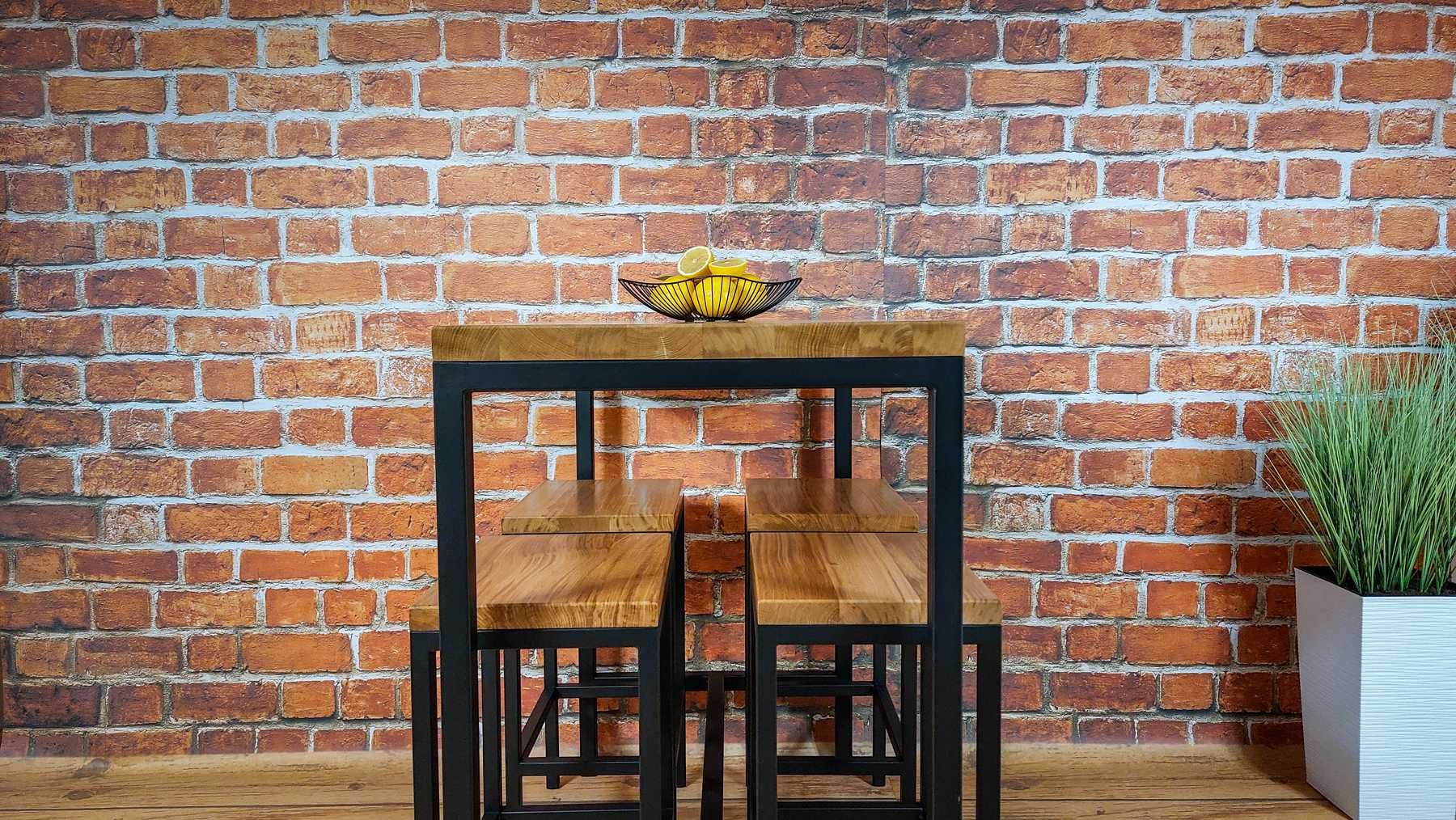 Komplet Barowy LOFT, Zestaw Stół + Krzesła, 100% Lite Drewno Dębowe.