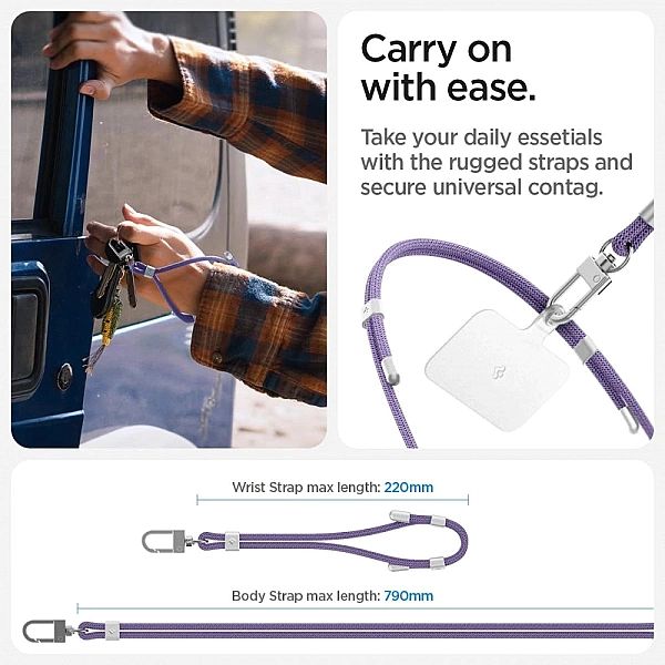 Smycz i zawieszka Spigen Universal Set - fioletowa