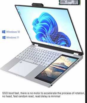 Laptop dwuekranowy. Intel N100 3,4Ghz, RAM 16Gb, DYSK 512 Gb SSD