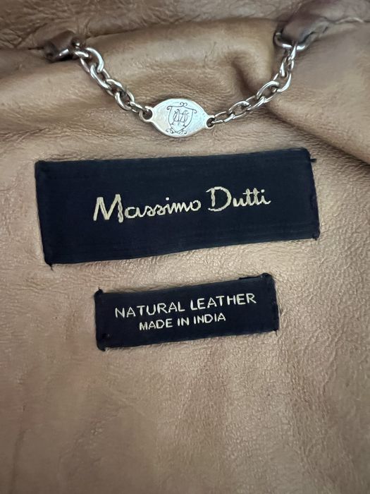 Massimo Dutti kurtka krótka skóra beżowa M