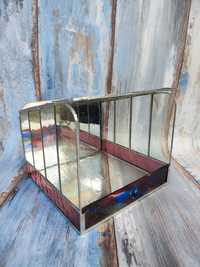 Witrażowa półka z lustrem - Witraż - Tiffany - vintage