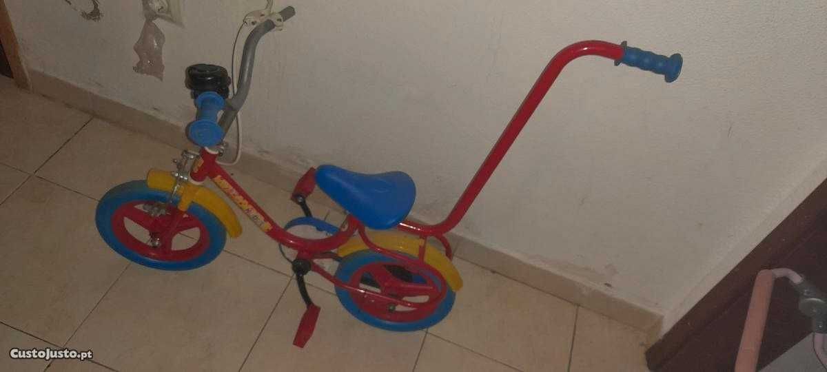 Bicicleta do Noddy 10" com suporte para adulto, sem rodinhas,