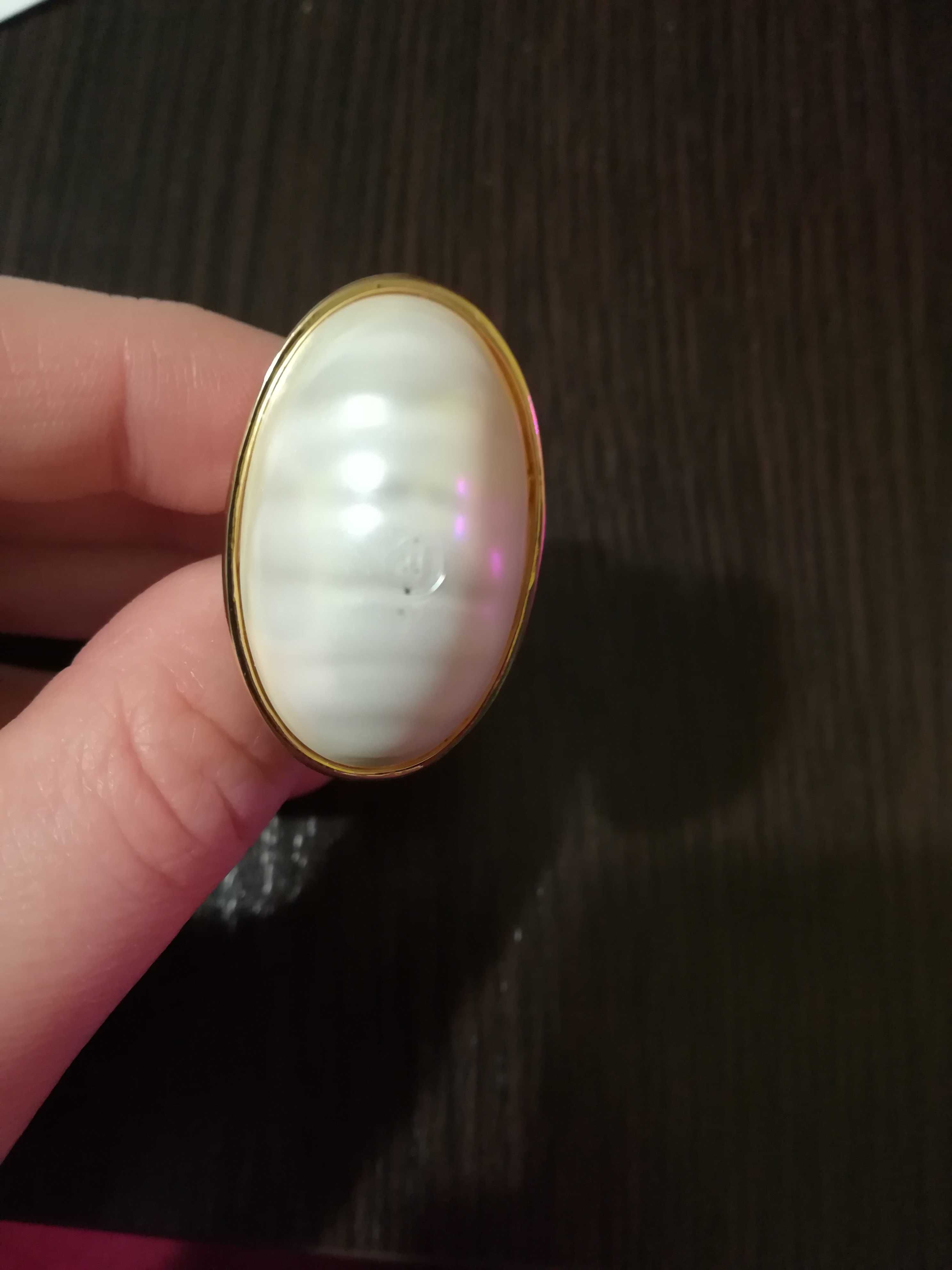 Komplet kolczyki pierścionek naszyjnik perła vintage