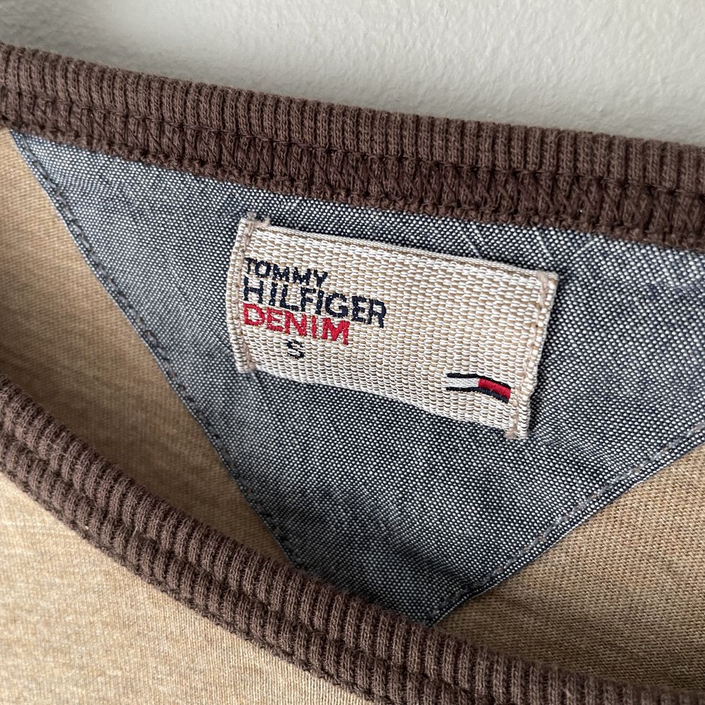 Tommy Hilfiger Denim 100% bawełna bluzka z długim rękawem brąz S