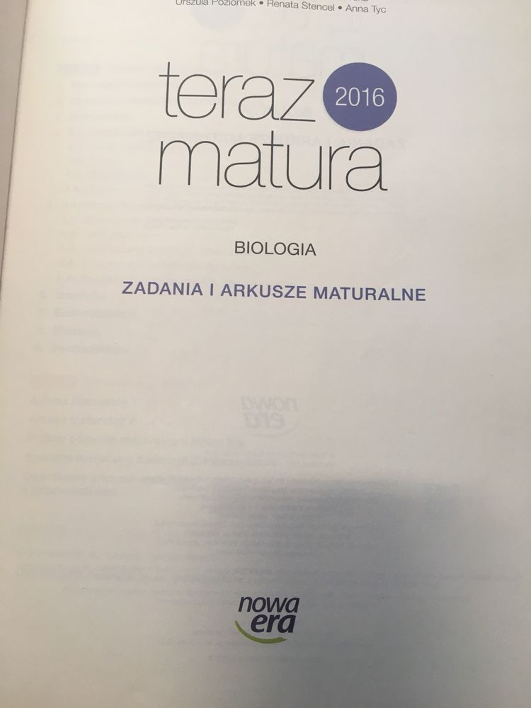 Biologia Teraz Matura 2016. Zadania i arkusze maturalne