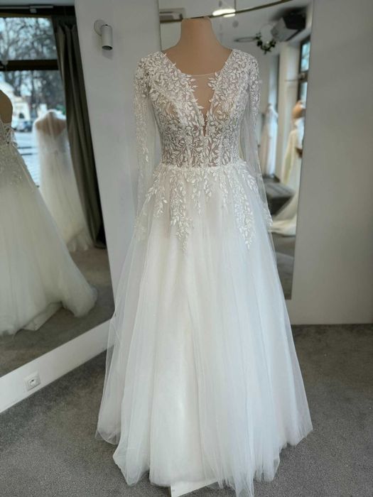 Przepiękna kobieca suknia ślubna Beata roz. 42 ivory, śmietankowa