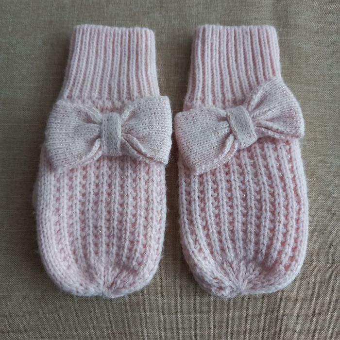 Rękawiczki zimowe dziewczęce z kokardą, H&M, r. 92