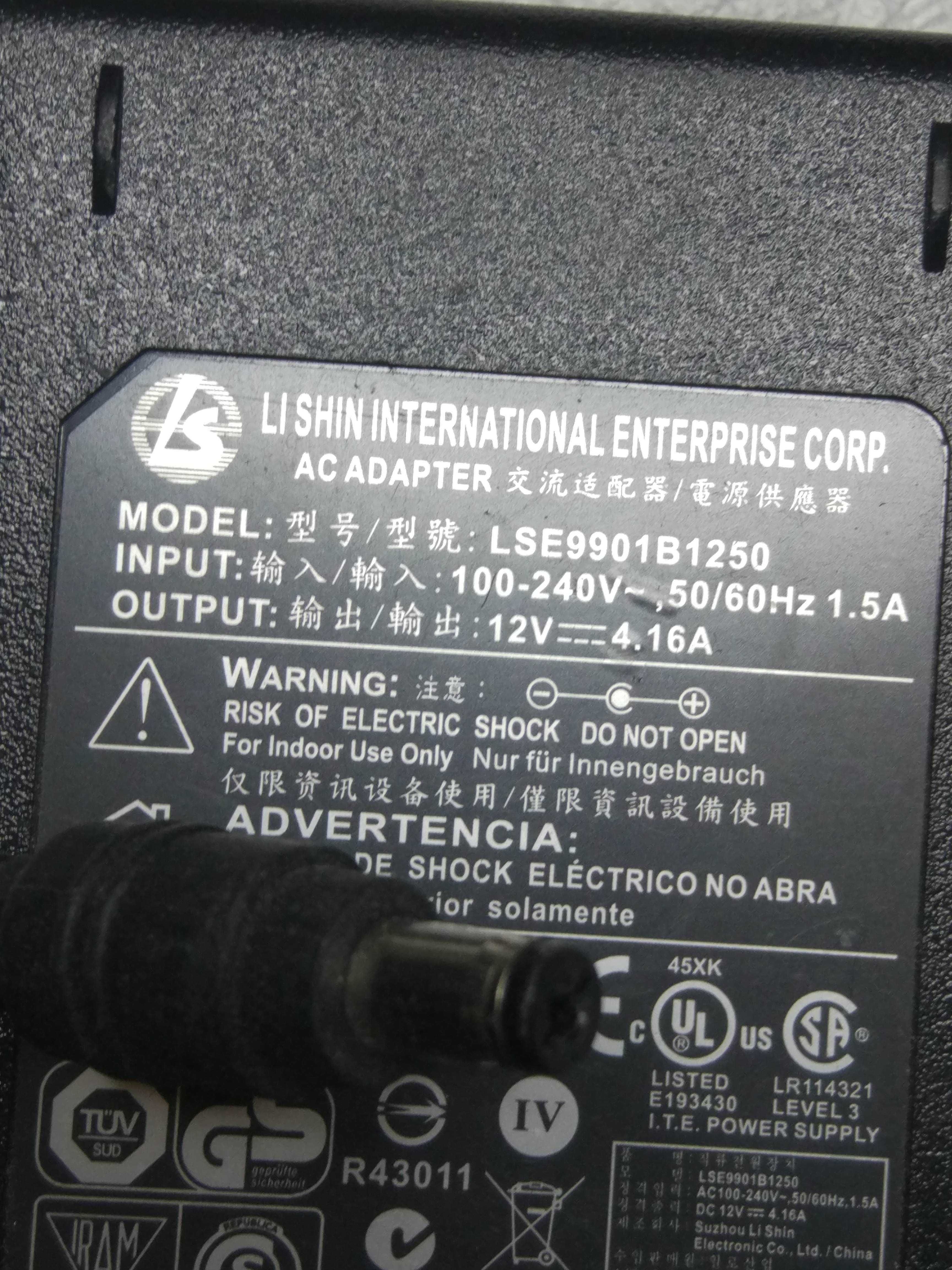 Блок живлення питания 12V 4.16A (5.5X2.1mm) LSE9901B1250