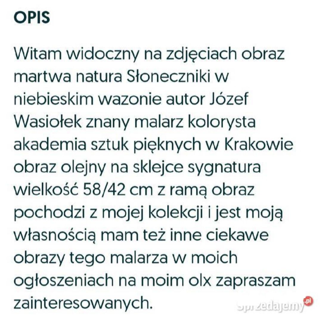 Martwa natura Słoneczniki Józef Wasiołek.