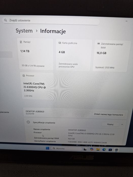 ASUS GL552VW  16gb RAM GTX960m