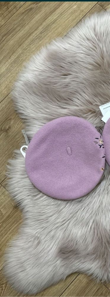 Берет вовняний весняний на весну квіти рожевий беретик шапка Zara
