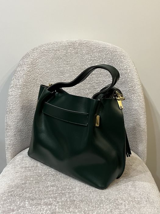 Сумка шкіряна, смарагдового кольору