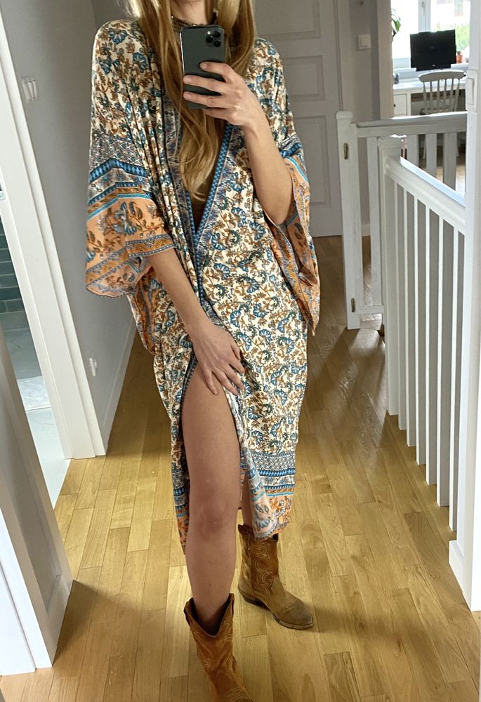 Kimono boho narzutka kaftan szlafroczek wakacje warsztaty rozwój