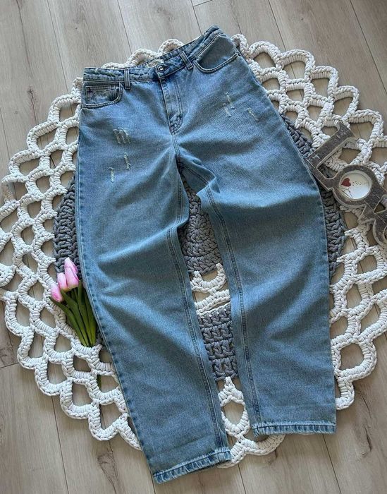 Kontatto piękne włoskie jeansy spodnie MOM Jeans r. M L niebieskie