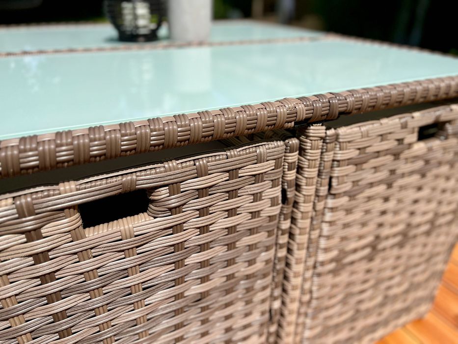 Zestaw Korfu XXL technorattan szary brąz zestaw obiadowy na taras