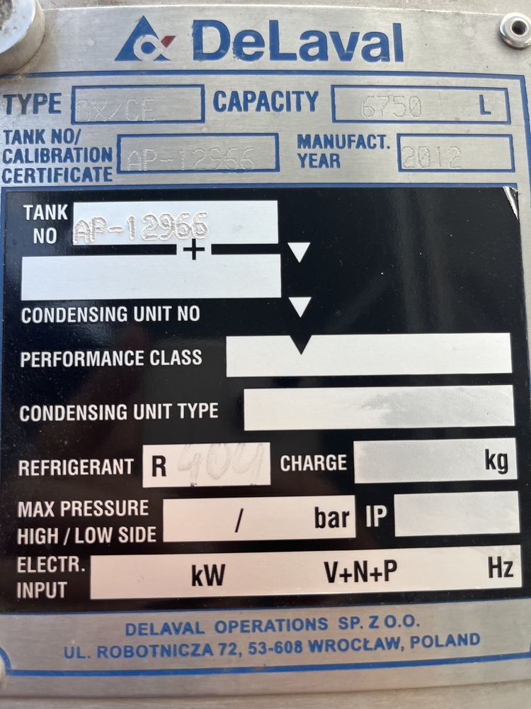 Schladzalnik mleka delaval 6750