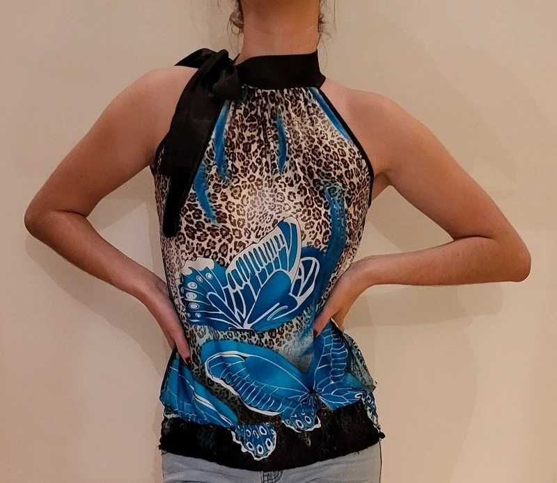 Bluzka wiązana na szyi bez rękawów