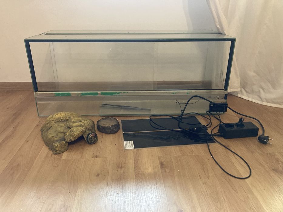 Terrarium+mata grzewcza z termostatem i dodatkami