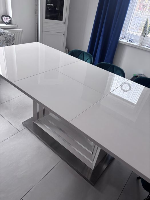 Oddam tylko dzis  Stol rozkladany bialy lakierowany