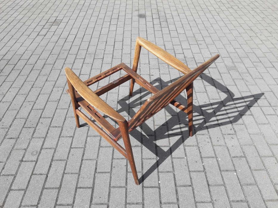 Fotel PRL Stefan jesion / dąb design skandynawski lata 60 70 Vintage