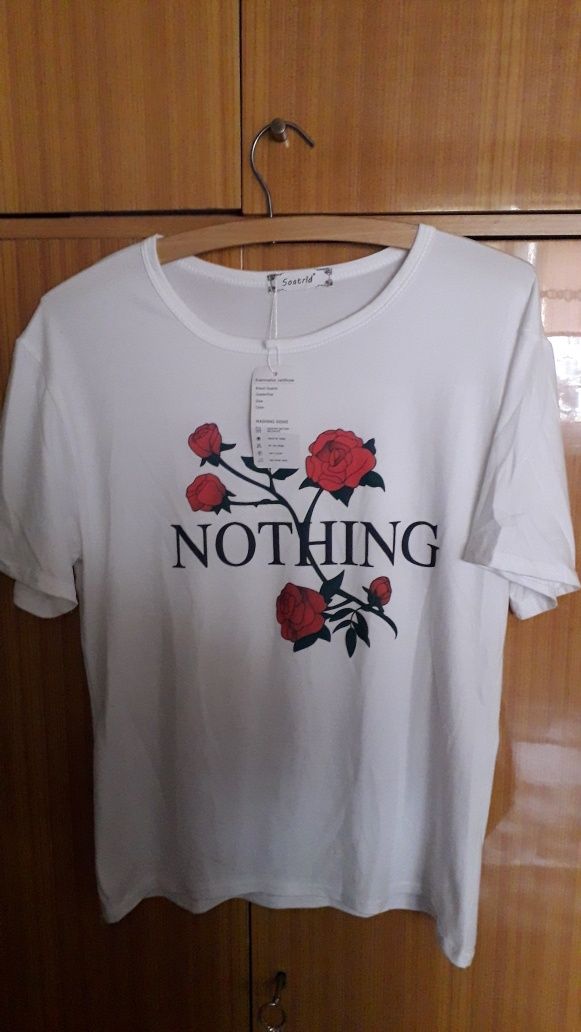 Koszulka L Tshirt Nothing L róże vintage kwiaty retro floral