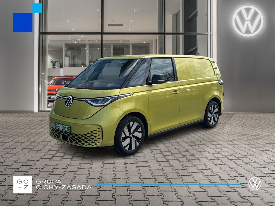 Volkswagen ID. Buzz Cargo 150 kW (204 PS) / skrzynia biegów: automatyczna 1 biegowa rozstaw osi: 2988 mm  Silnik: 150 kW (204 KM) Zasięg 400km!