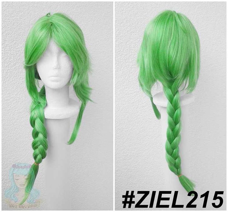 Zielona długa perka z warkoczem cosplay wig Baizhu Genshin Impact