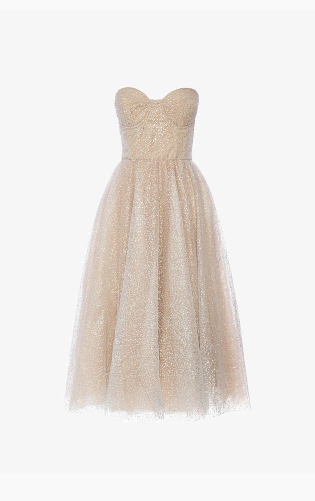 Srebrna błyszcząca rozkloszowana sukienka na gorsecie Glamour by Swing