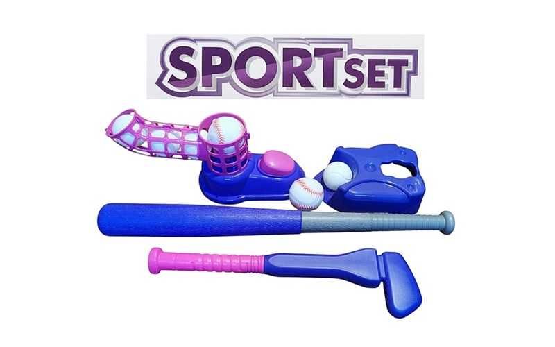 Zestaw gier 3in1 baseball z wyrzutnią i baseball stojący oraz golf  3+