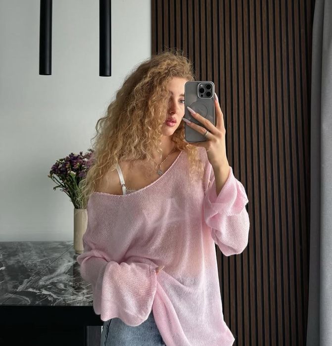 Кофтинка/сукня павутинка рожева на пляж, S-L