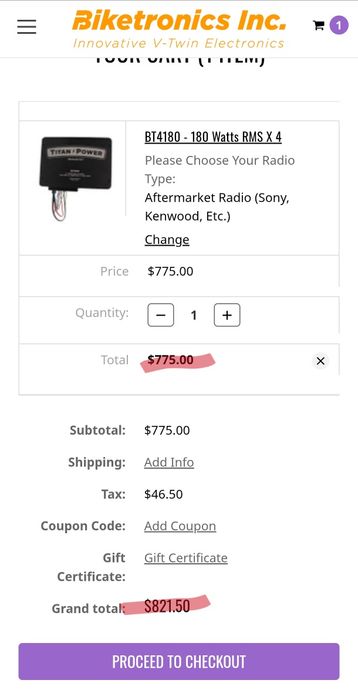 Wzmacniacz Biketronic Titan Power BT4180 USA Mały 4x180rms 2x720rms