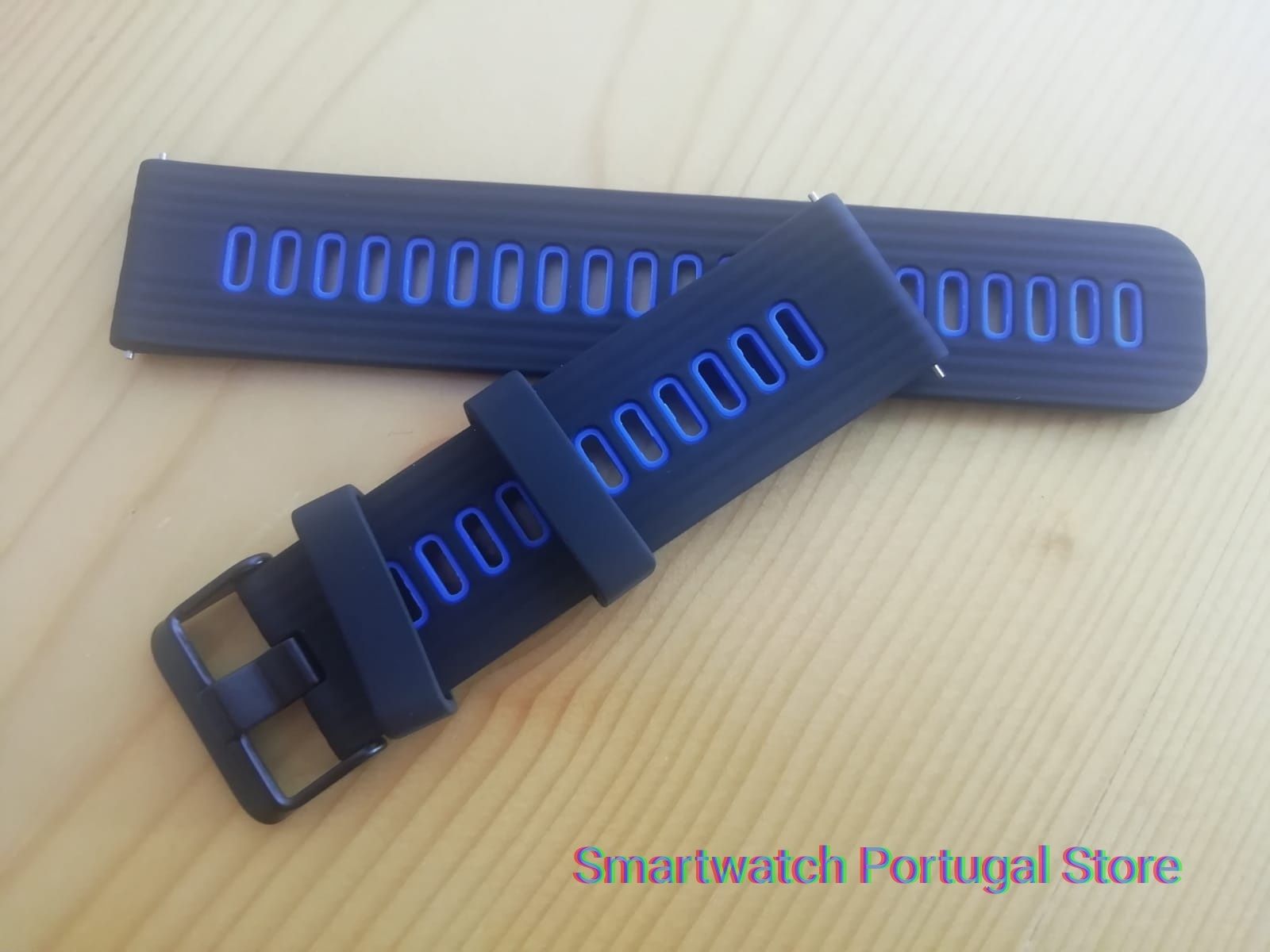 Bracelete 22mm em silicone |Nova| Preto e Azul