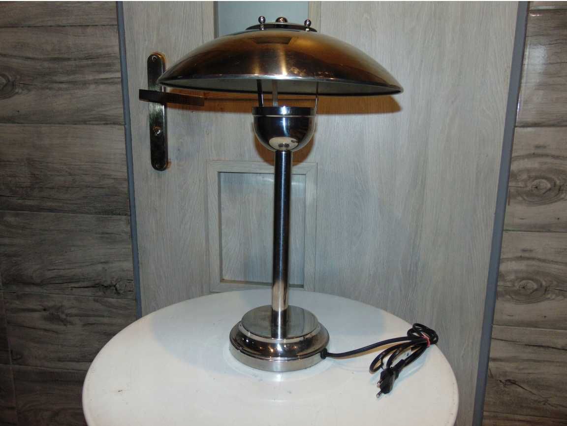 Lampka mosiężna niklowana na biurko,vintage lat 60