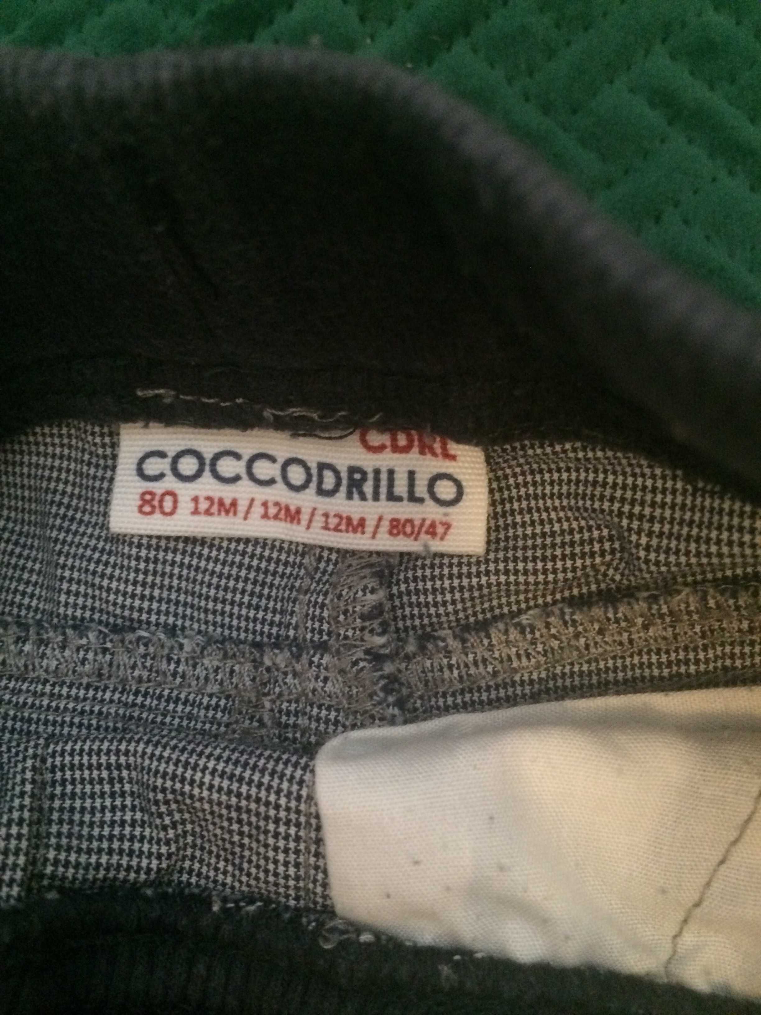 Eleganckie spodnie coccodrillo czarno białe pepita r 80 dla chłopca
